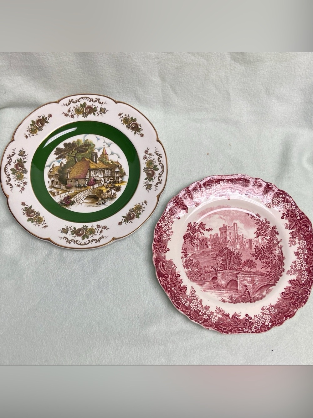 Vintage, 2-pc English: Haddon Hall and Woods & Sons Collector-Decorative Plates
